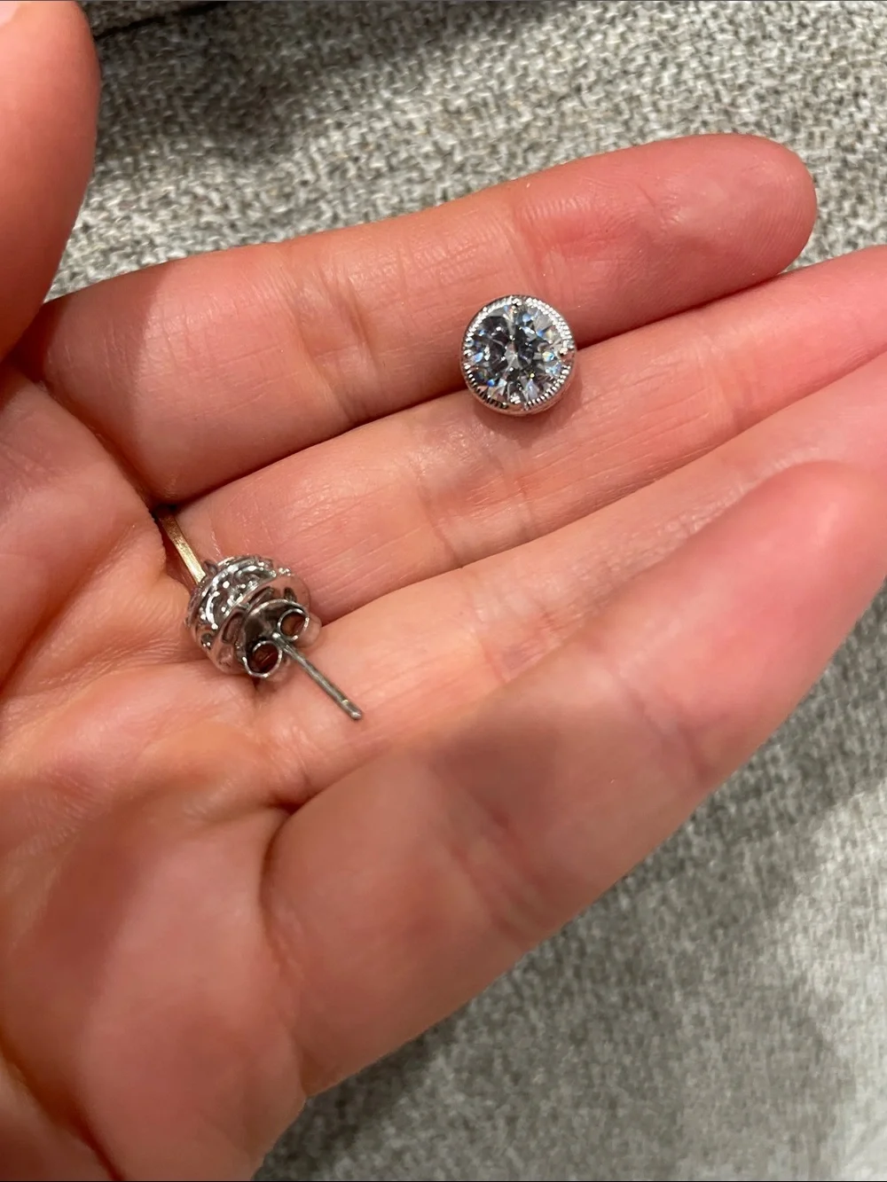 Classic Silver-Tone Clear Crystal Stud Earrings - Women Jewelry